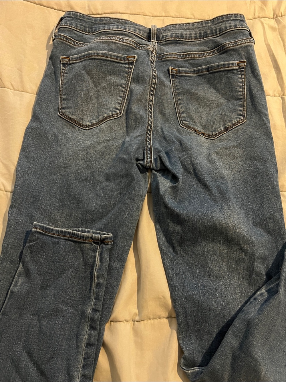 Old Navy stretch Blue Skinny Jeans with Orange Floral Embroidery - Picture 7 of 7